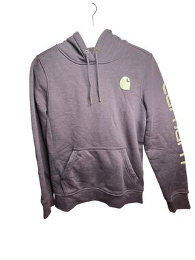 Carhartt Clarksburg Spellout Hoodie Sweatshirt Womens Sz XS Heathered Purple